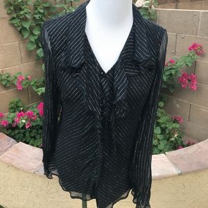 Designer Bob Mackie Wearable Art 97% Silk Blouse